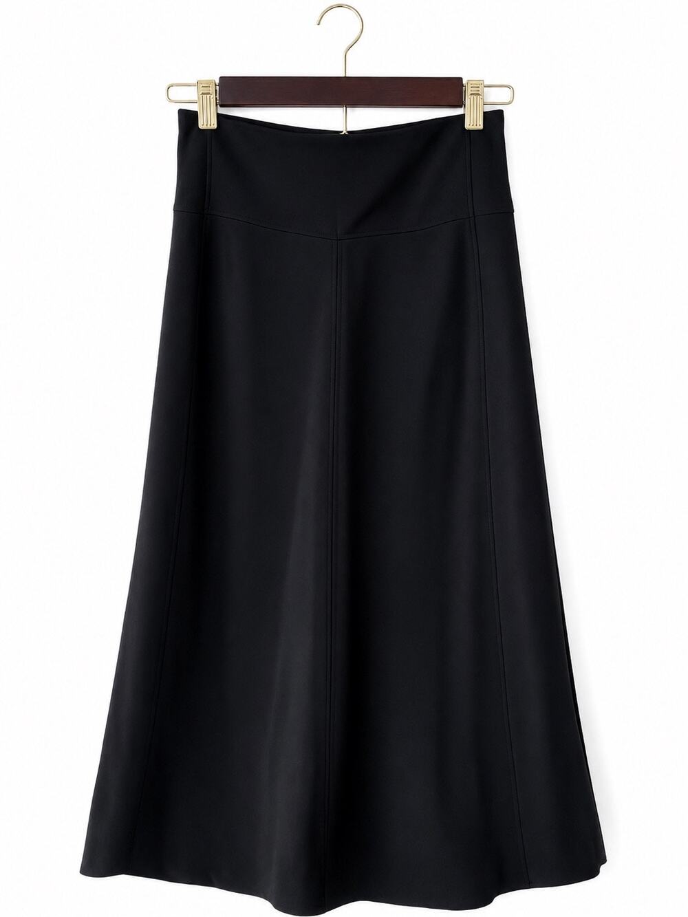Giorgio Armani 100% Silk A-Line Midi Skirt – Black
